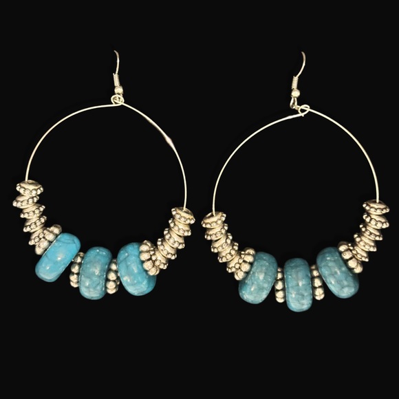 🦋 HANDMADE🦋 TURQUOISE EARRINGS - Picture 2 of 6